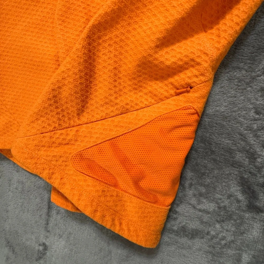 Nike Sphere Thermal Orange Quarter Zip Waffle Knit Pullover Running Jacket Small